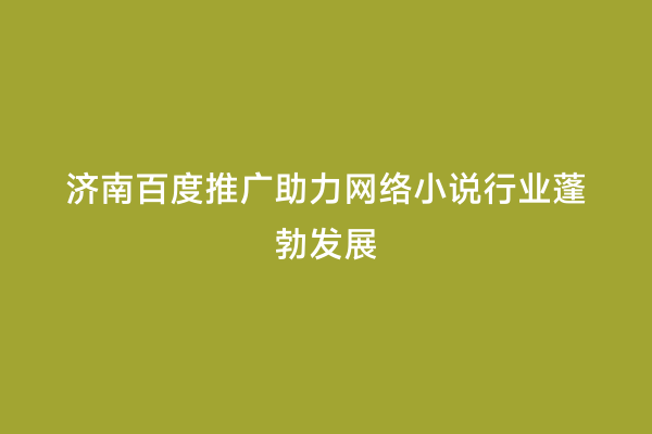 济南百度推广助力网络小说行业蓬勃发展