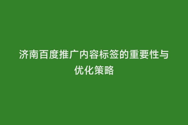 济南百度推广内容标签的重要性与优化策略