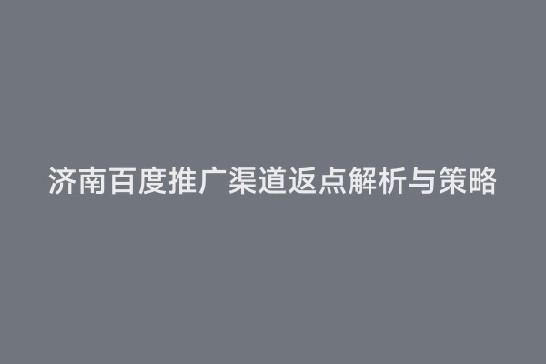 济南百度推广渠道返点解析与策略
