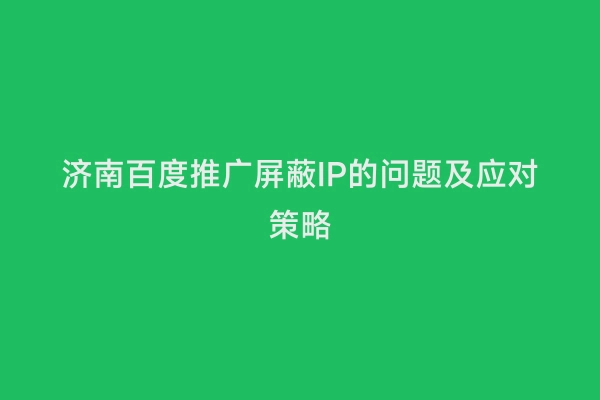济南百度推广屏蔽IP的问题及应对策略