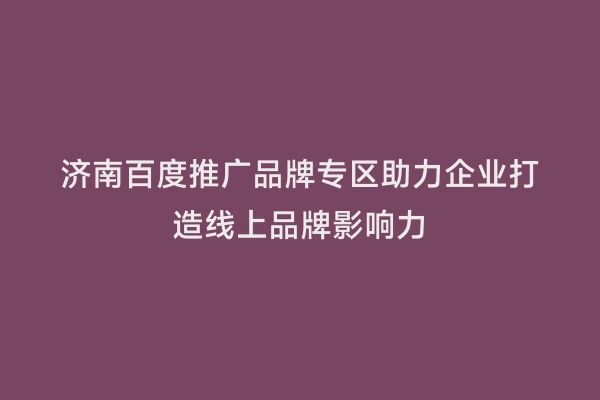 济南百度推广品牌专区助力企业打造线上品牌影响力