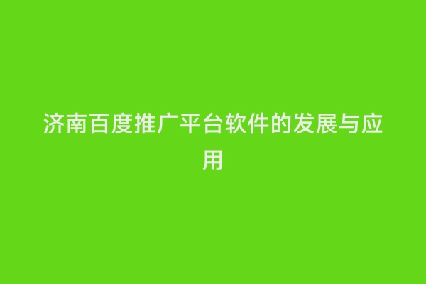 济南百度推广平台软件的发展与应用