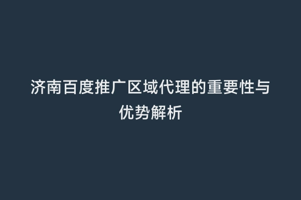 济南百度推广区域代理的重要性与优势解析