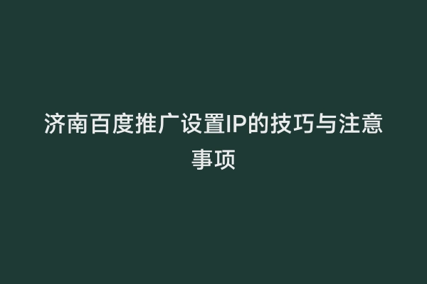 济南百度推广设置IP的技巧与注意事项