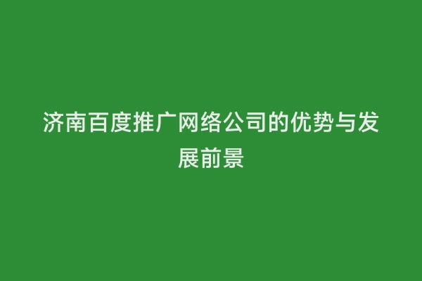 济南百度推广网络公司的优势与发展前景