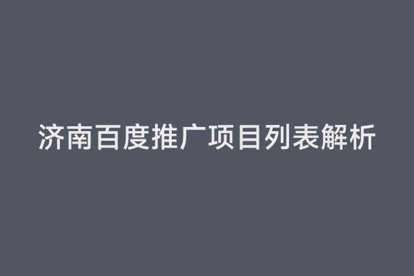济南百度推广项目列表解析