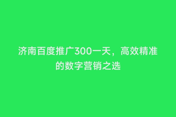 济南百度推广300一天，高效精准的数字营销之选