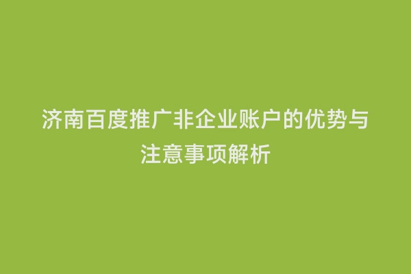 济南百度推广非企业账户的优势与注意事项解析
