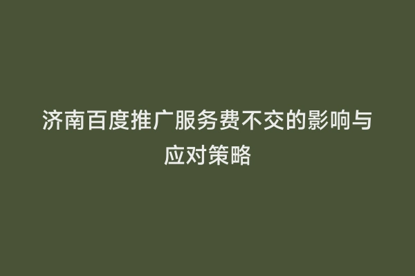 济南百度推广服务费不交的影响与应对策略