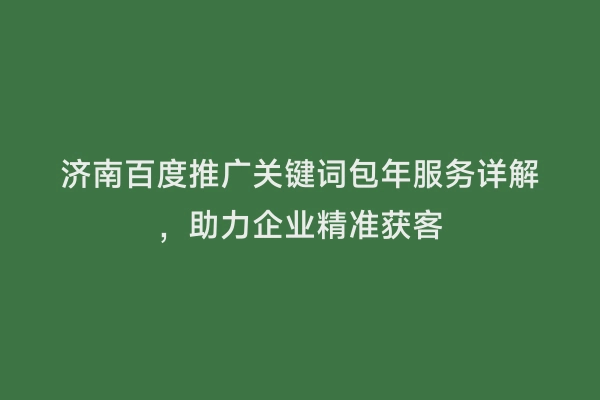 济南百度推广关键词包年服务详解，助力企业精准获客