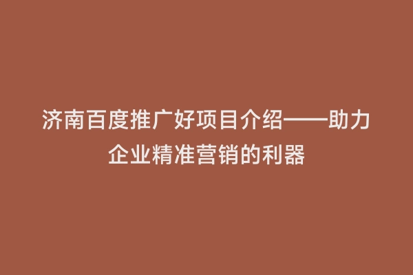 济南百度推广好项目介绍——助力企业精准营销的利器